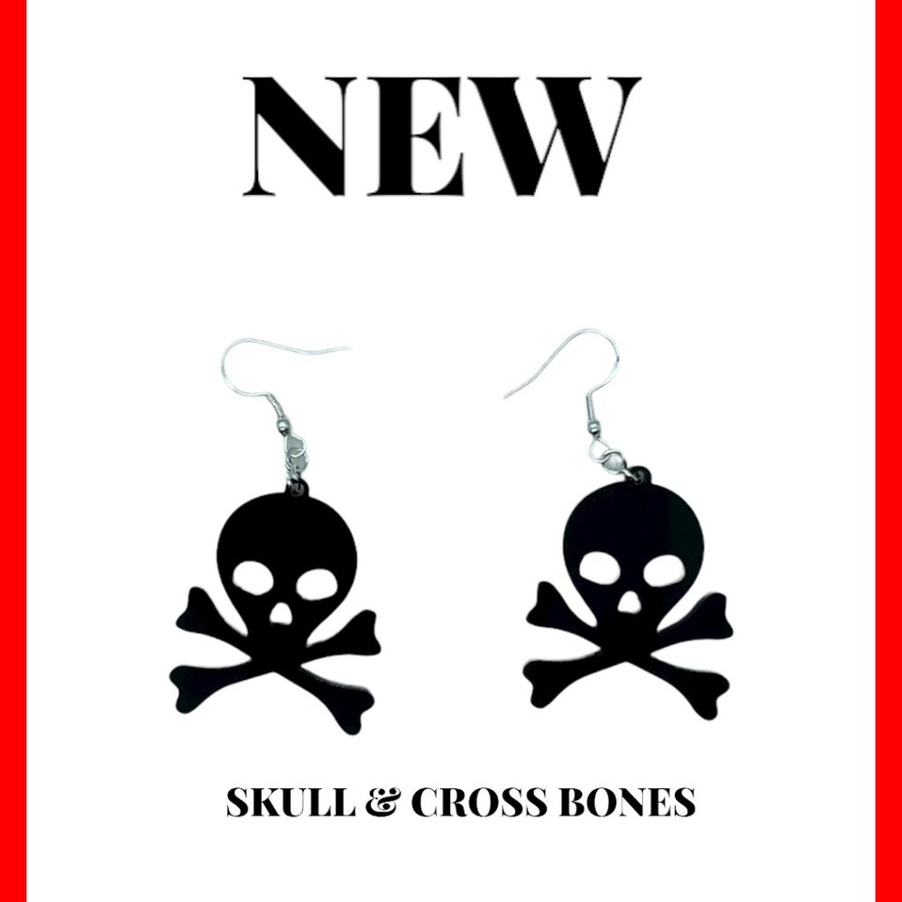 Skull and Crossbones Dangling Earrings